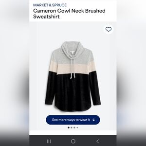 Market & Spruce Gray and Cream Cowl Neck Sweater